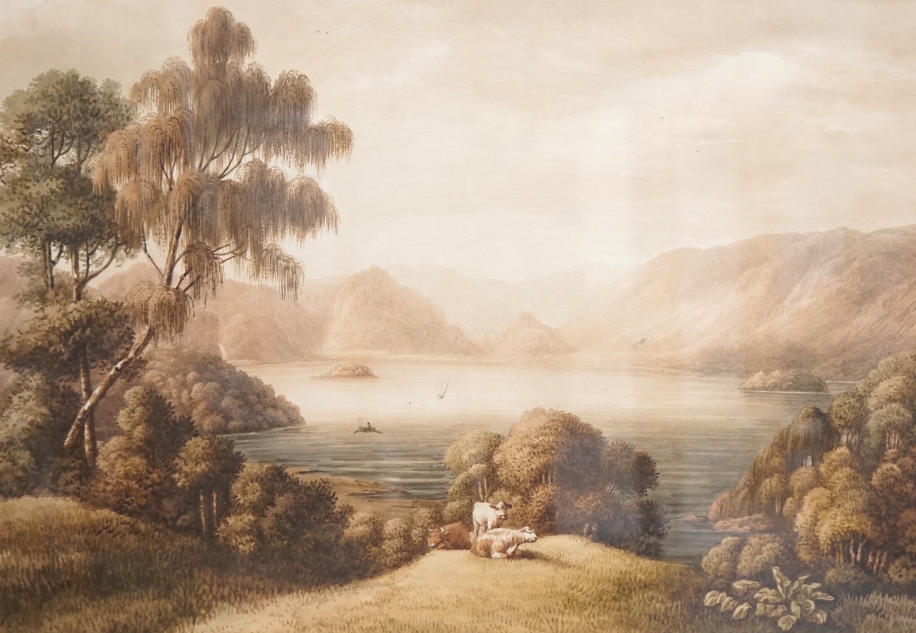 William Green (1761-1823), watercolour, 'Derwent Water looking into Borrowdale', inscribed verso, 34 x 49cm